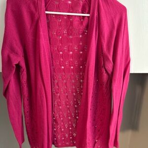 Women's Pink Open-Front Sweater